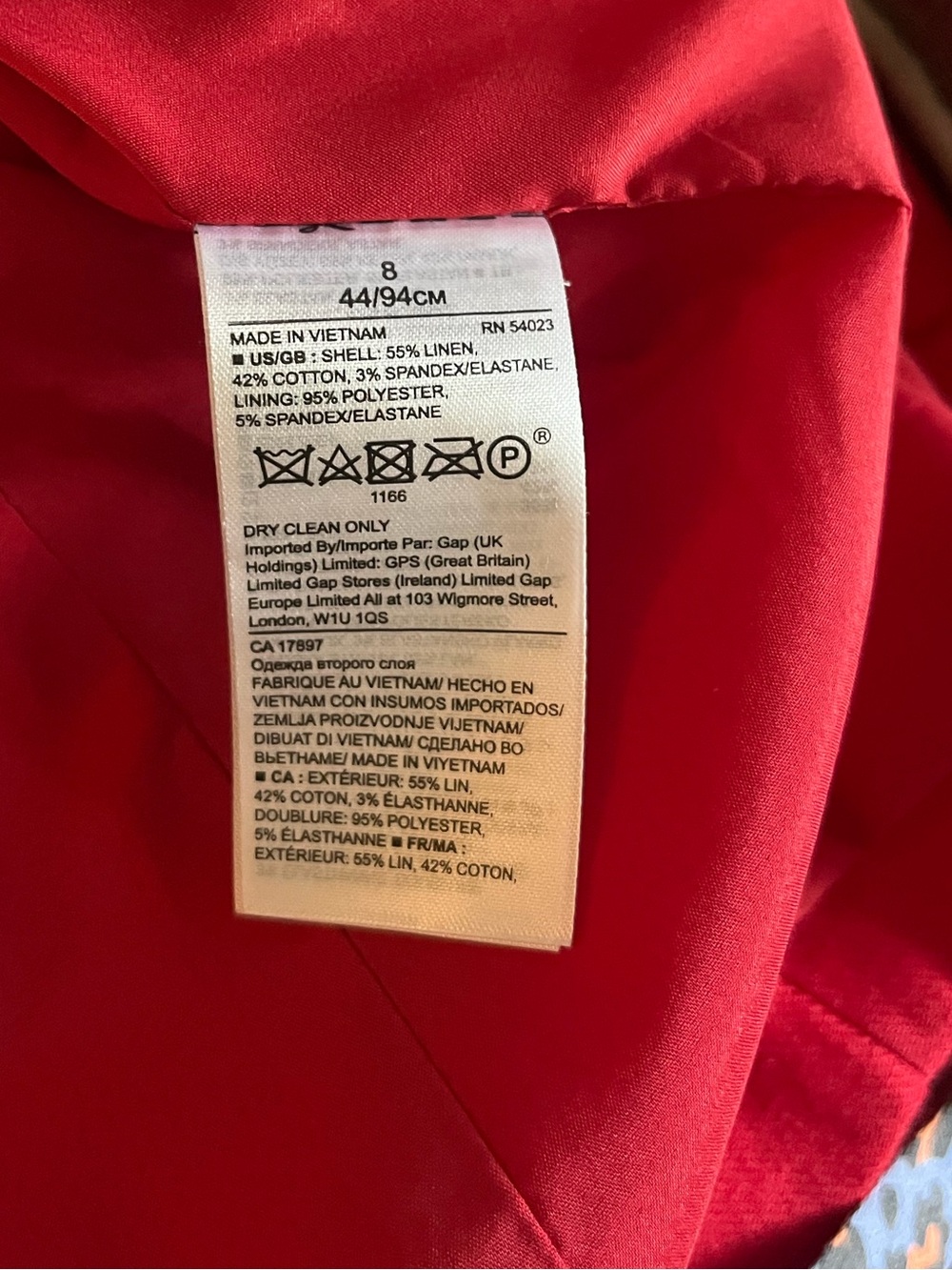 Banana Republic Long & Lean Linen Blend Blazer Size 8 NWOT Red Tailored Jacket - Picture 5 of 6